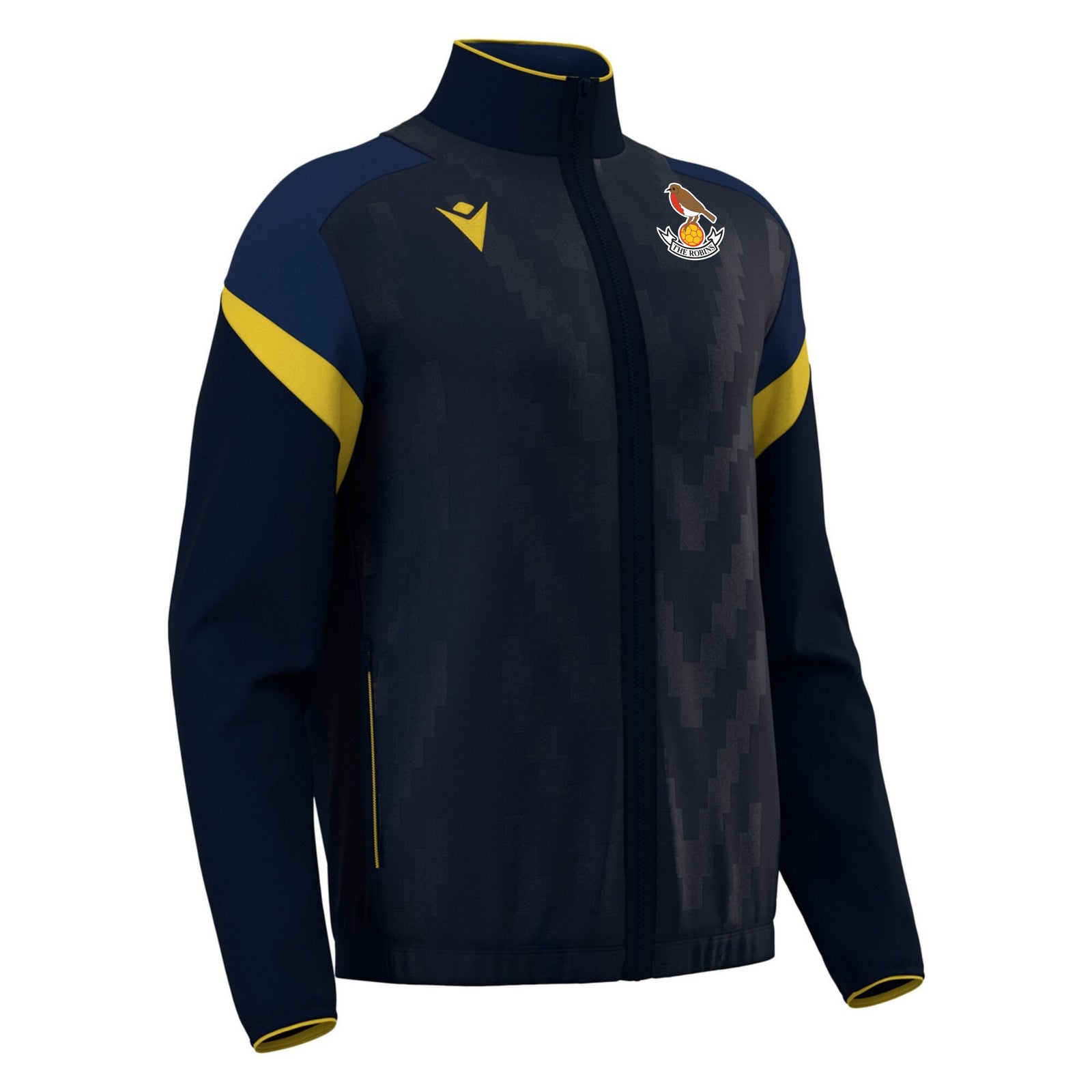 Downton FC - Macron Odin Full Zip Sweatshirt - Navy/Yellow