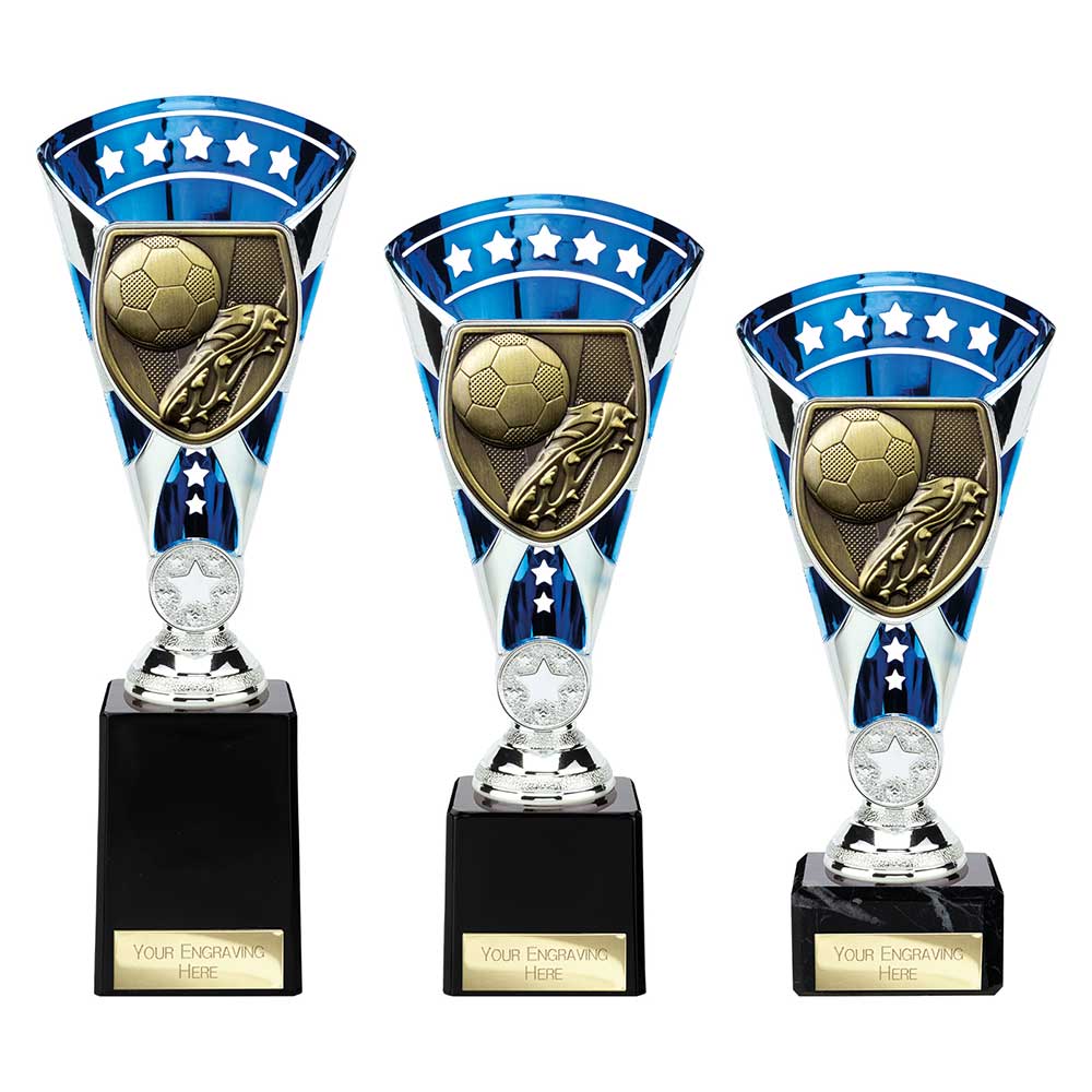 Cobra Star Cup Football Boot & Ball (Blue) + Engraving