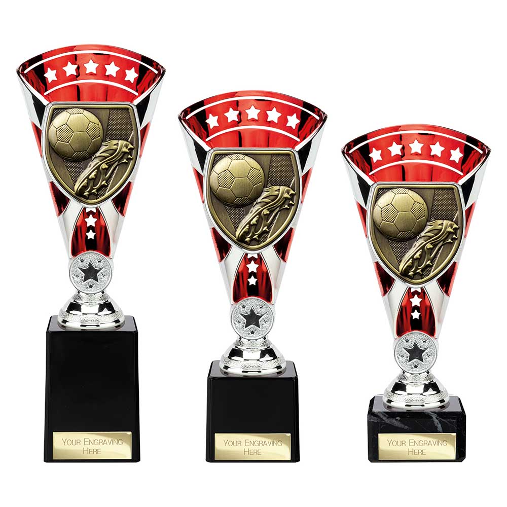 Cobra Star Cup Football Boot & Ball (Red) + Engraving