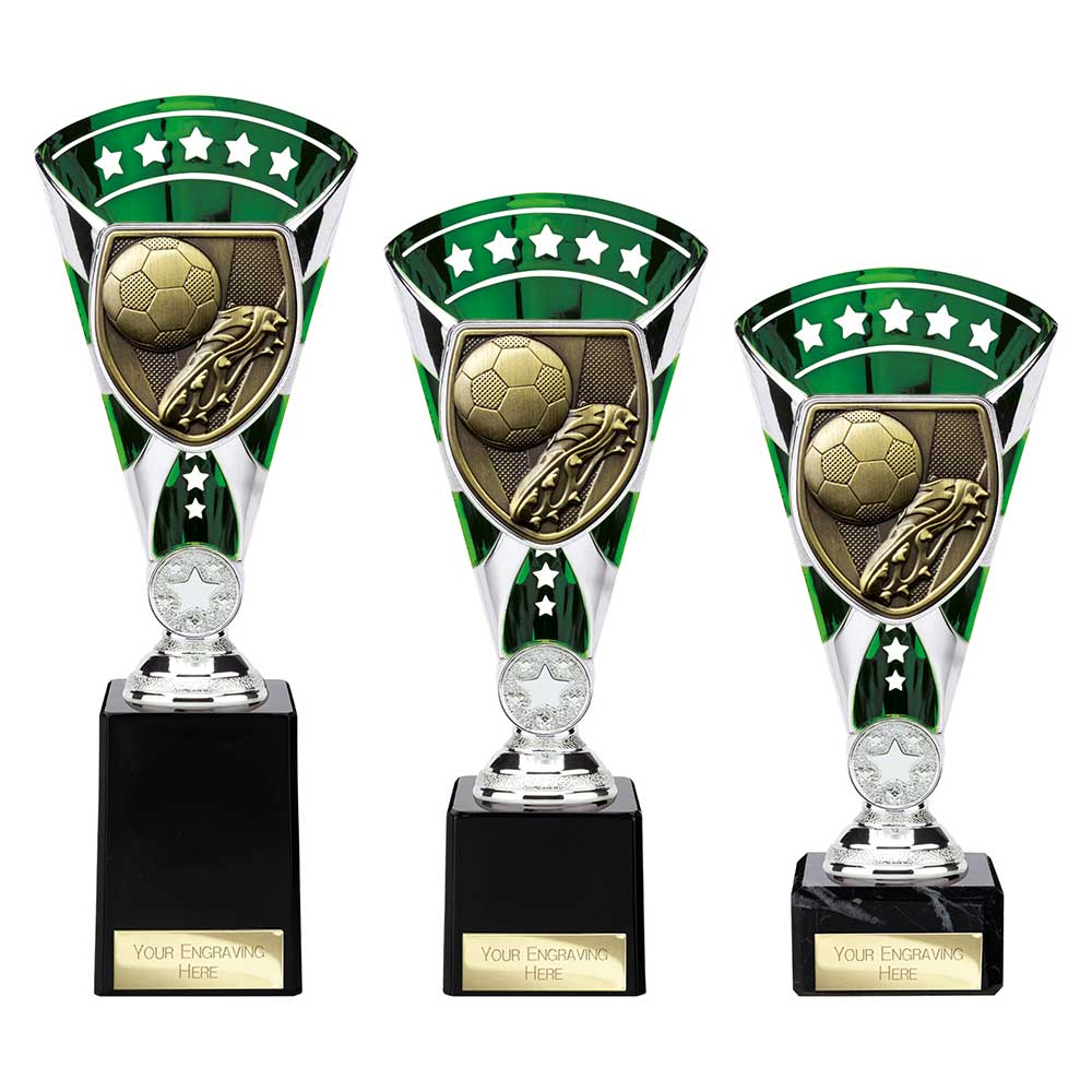 Cobra Star Cup Football Boot & Ball (Green) + Engraving