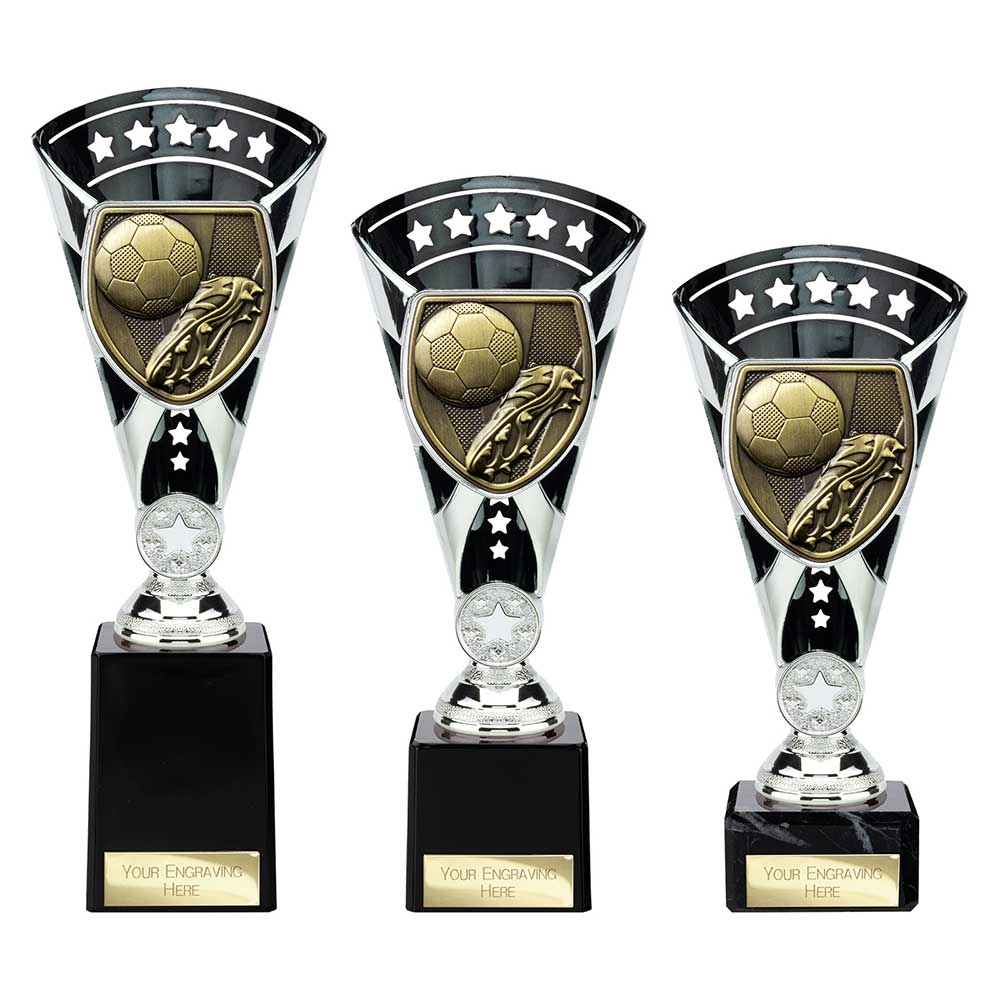 Cobra Star Cup Football Boot & Ball (Black) + Engraving