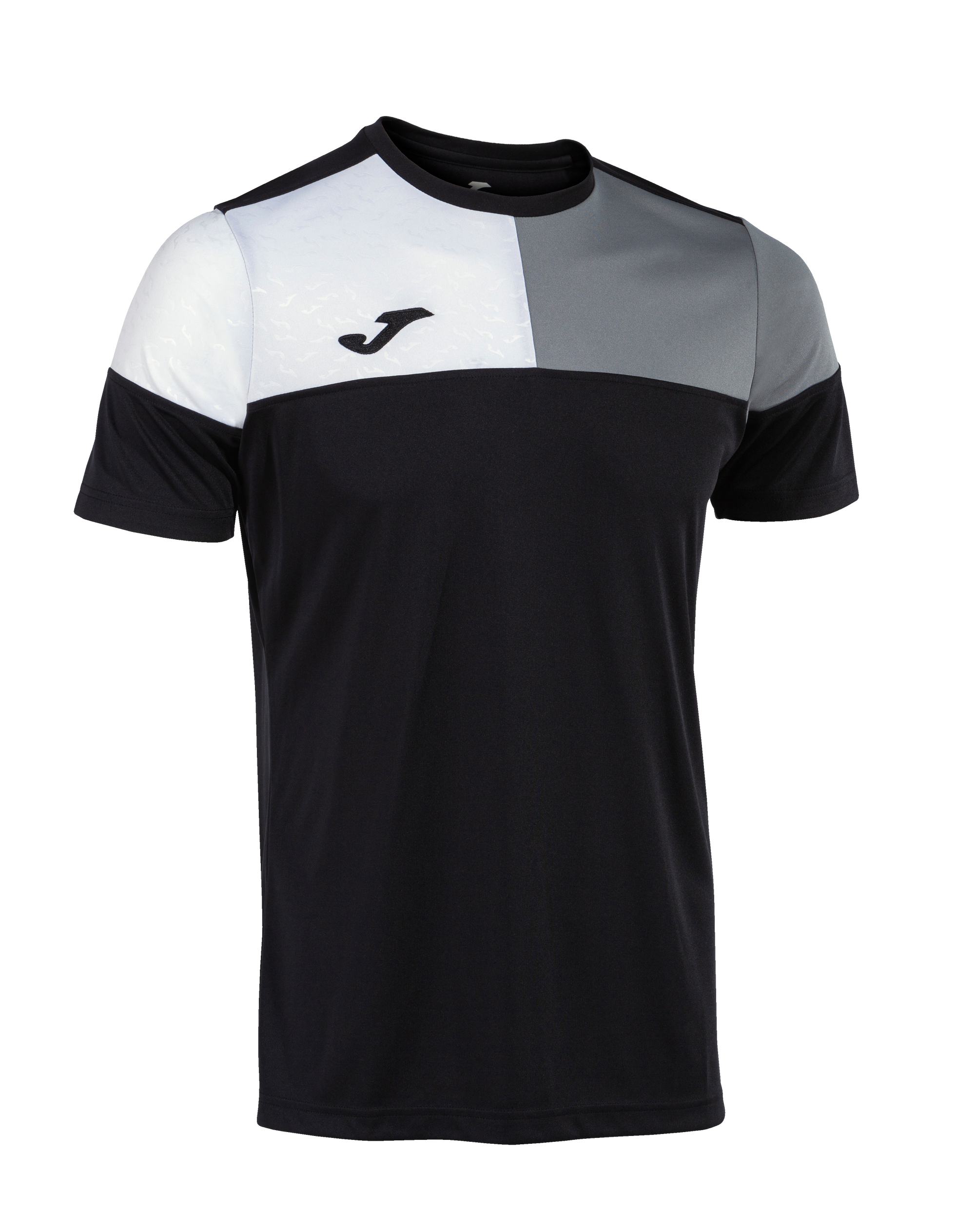Joma Crew V Short Sleeve T-Shirt - Black/Medium Grey