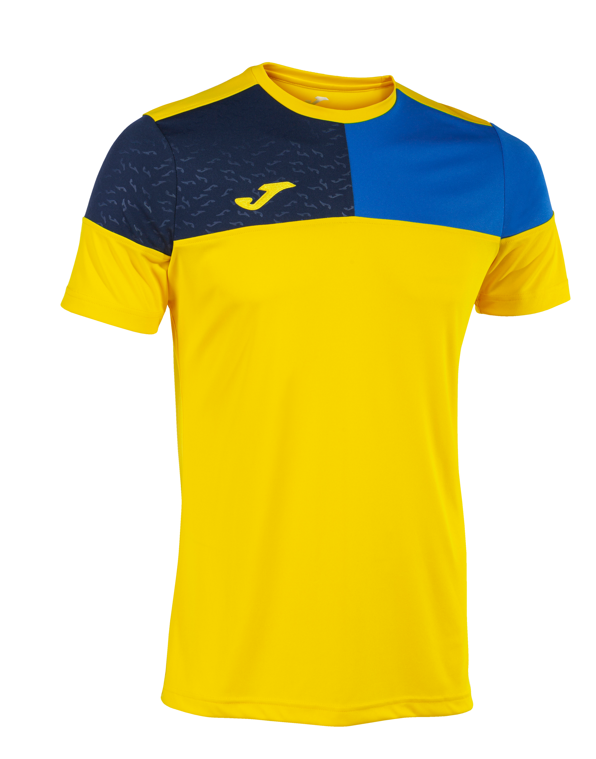 Joma Crew V Short Sleeve T-Shirt - Yellow/Royal