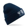 navy cuffed beanie with Parley Sports FC logo in white