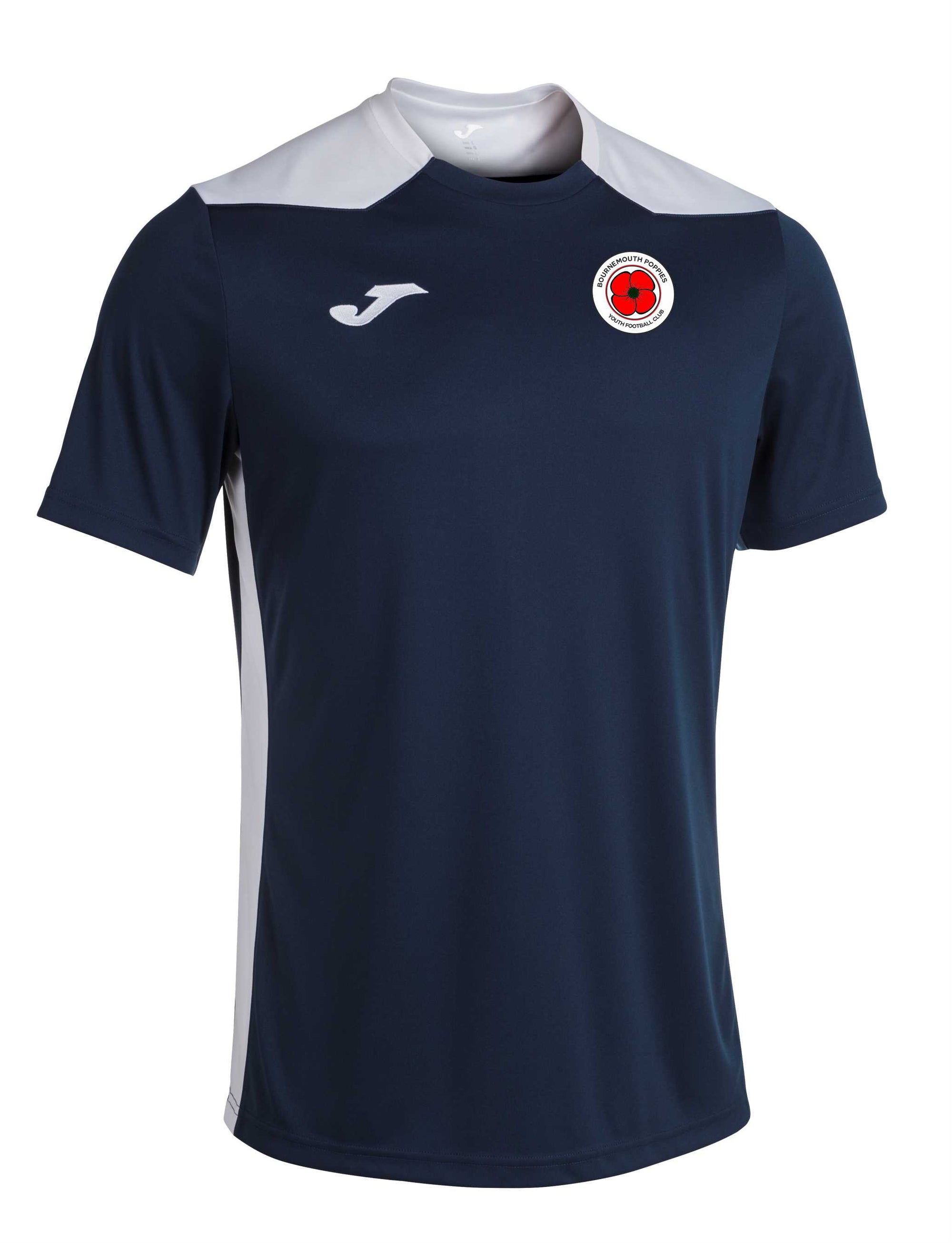 Poppies Management - Joma Championship VI Short Sleeved T-Shirt - Dark Navy/White