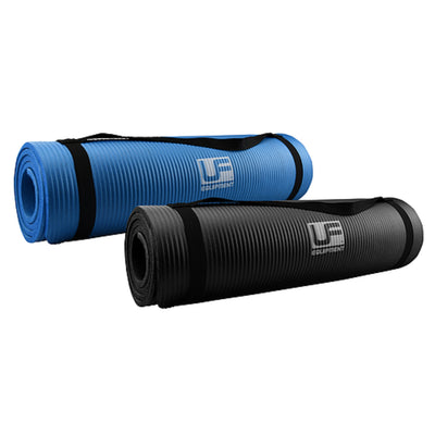 UFM110 UFE NBR Fitness Mats rolled up in blue and black